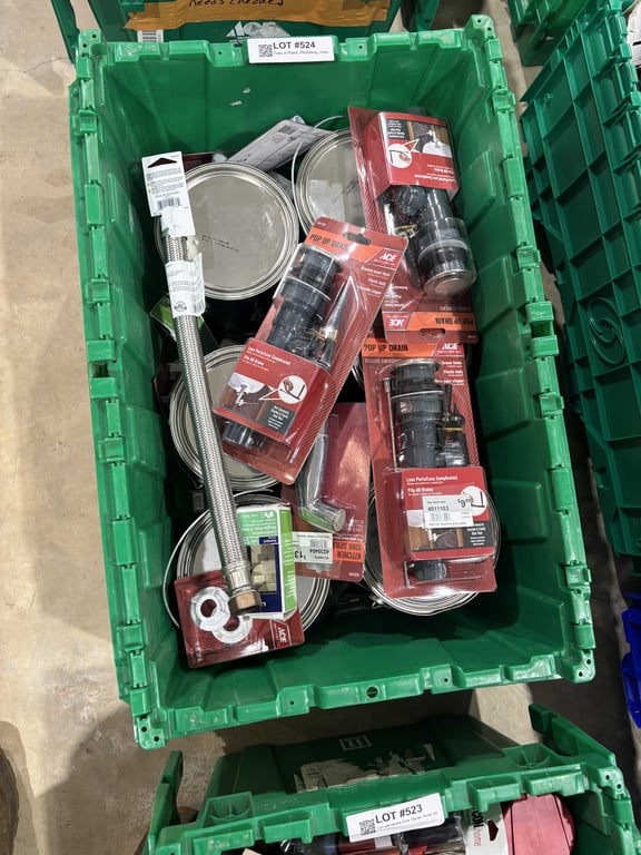 Tote of Paint, Plumbing, misc