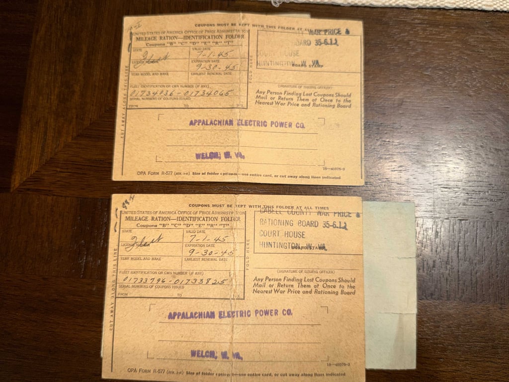 1945 War AEP Mileage Rations