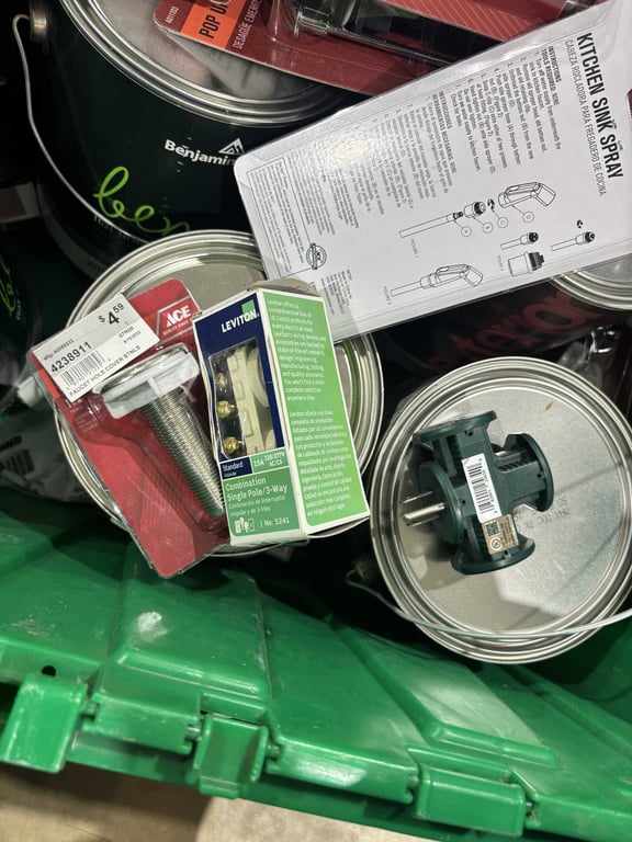 Tote of Paint, Plumbing, misc - Image 4