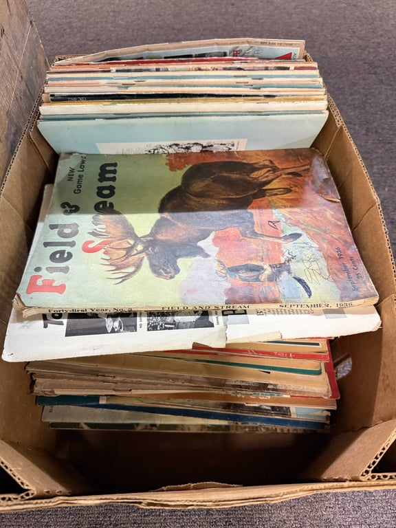 BOX OF OLD MAGAZINES WORLD WAR II, FIELD & STREAM, CIVIL WAR TIMES, AM. HISTORY