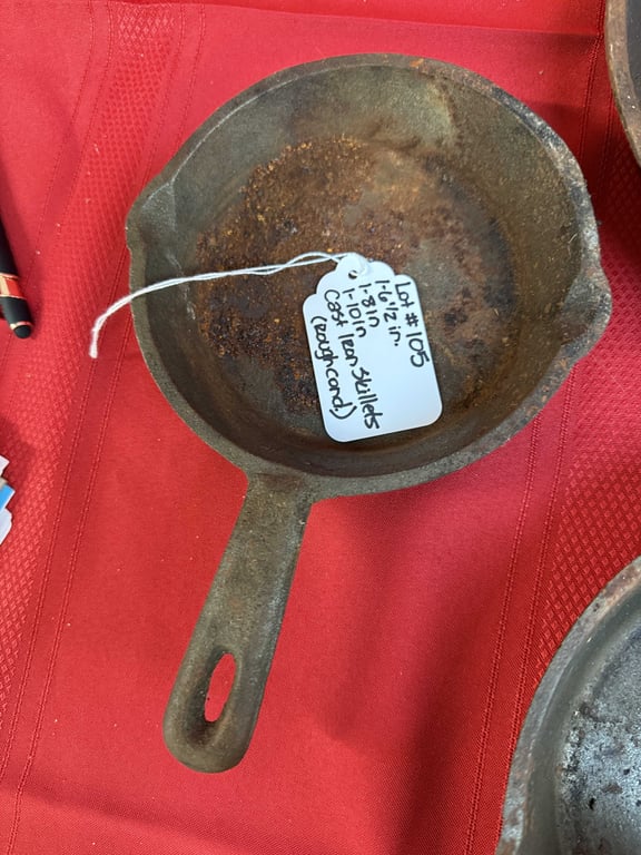 3 CAST IRON SKILLETS (ROUGH COND.)  - Image 4