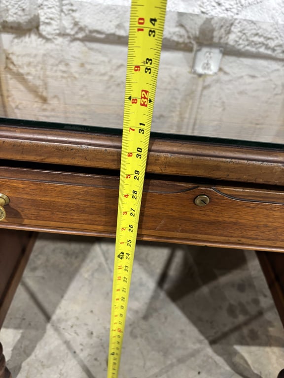 Vintage Office Desk with Glass Top Cover - Image 13