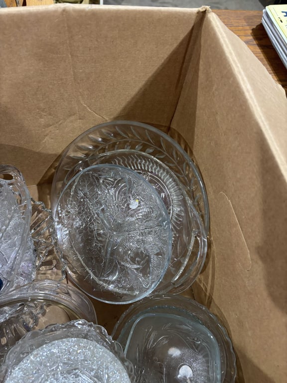 Box of aluminum cups, misc glassware - Image 2