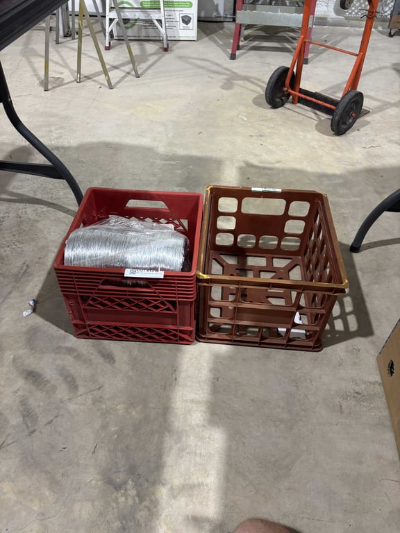 Milk crates with ductwork & dryer vent