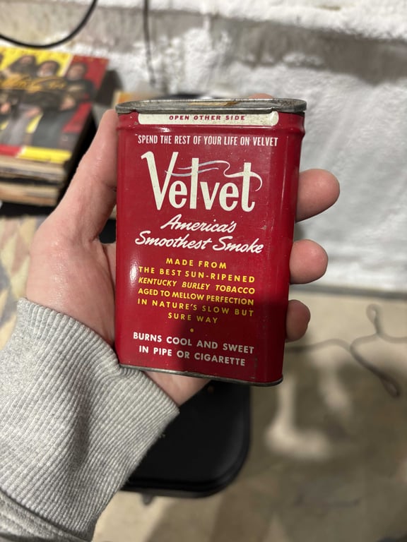 4 Velvet Pipe & Cigarette Tobacco Cans - Image 2