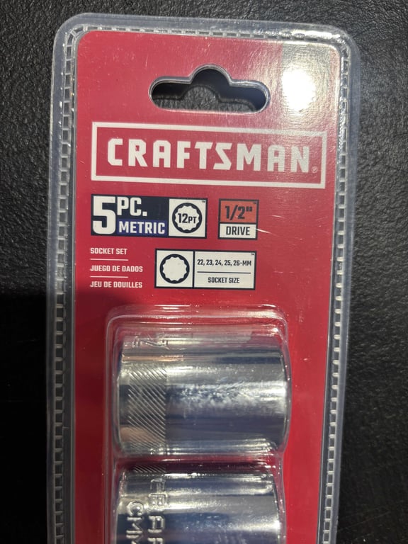 Craftsman 5 Piece 1/2" Dr 12 pt Metric Socket Set - Image 2