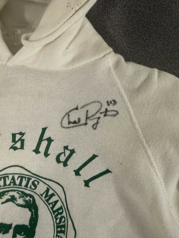 VTG. MARSHALL UNIVERSITY HOODIE SIGNED BY: CHAD PENNINGTON - Image 2