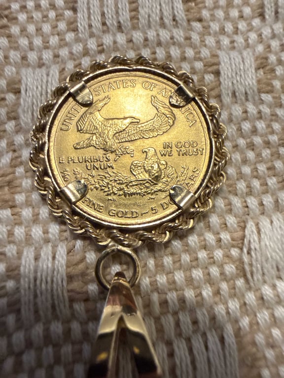 $5.00 Gold coin with 14k Bezel - Image 2