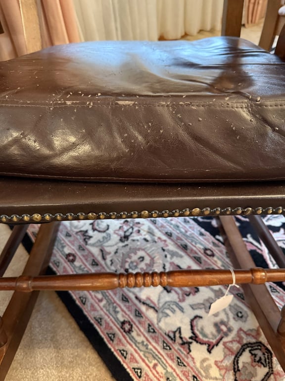 WOOD & LEATHER ROCKER W/NAILHEAD TRIM - Image 2