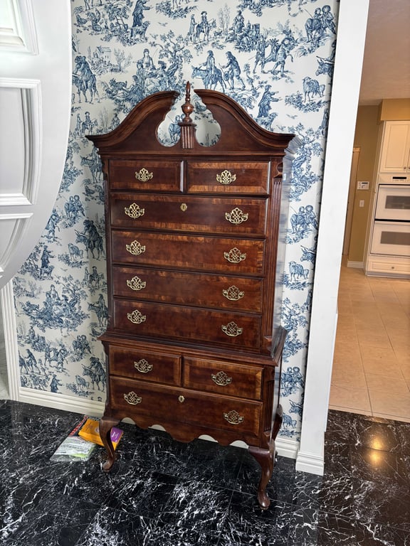 Vintage 9 Drawer Queen Anne Style Highboy