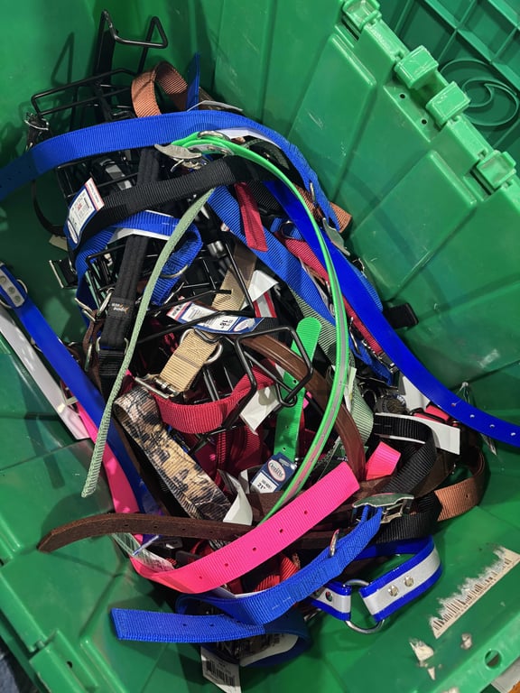 Tote of dog collars and supplies - Image 3