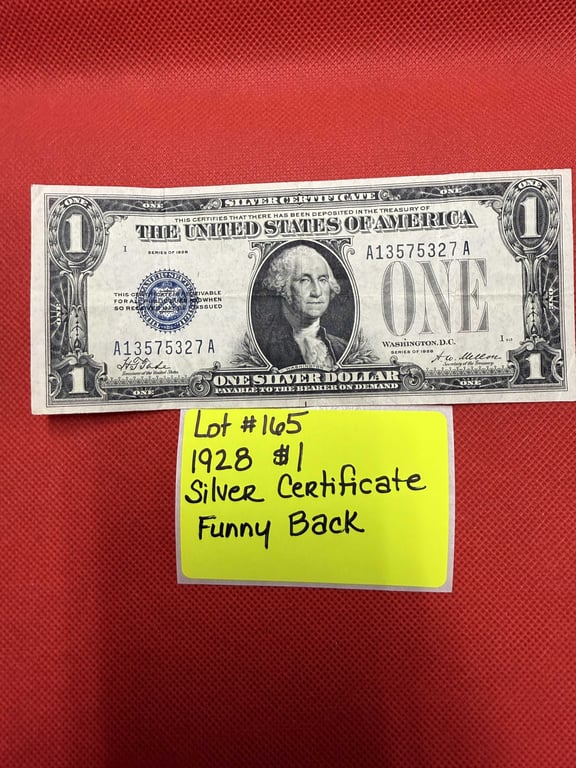 1928 $1 SILVER CERTIFICATE FUNNY BACK