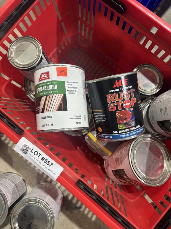 Tote of polyurethane, rust stop, varnish, etc - Image 3