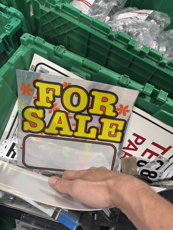 Tote of casters, signs, etc - Image 6