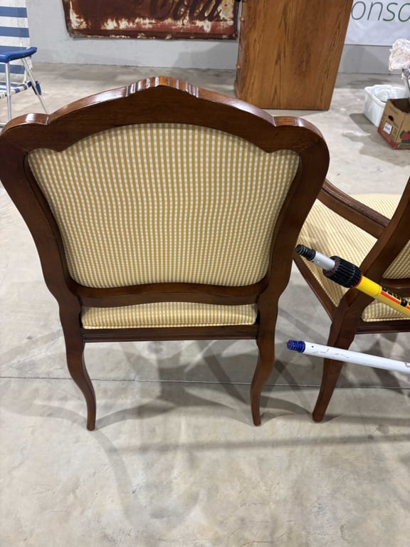 Two Vintage Wood Framed Arm Chairs - Image 4