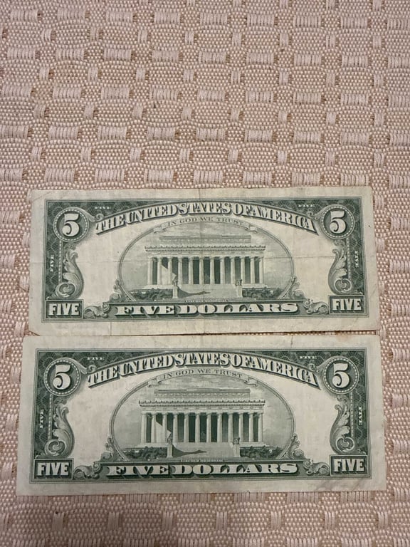 (2) 1963 $5.00 Red Seals - Image 2