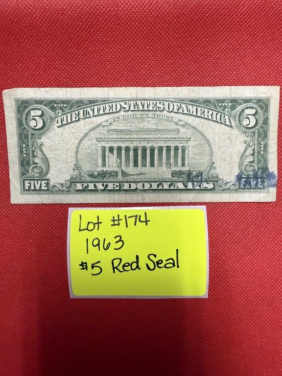 1963 $5 RED SEAL - Image 3