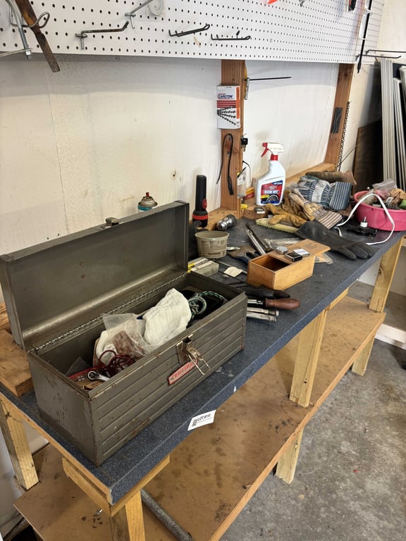 Contents of Blue Tabletop and Pegboard Above