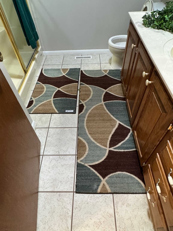 Matching bathroom rugs