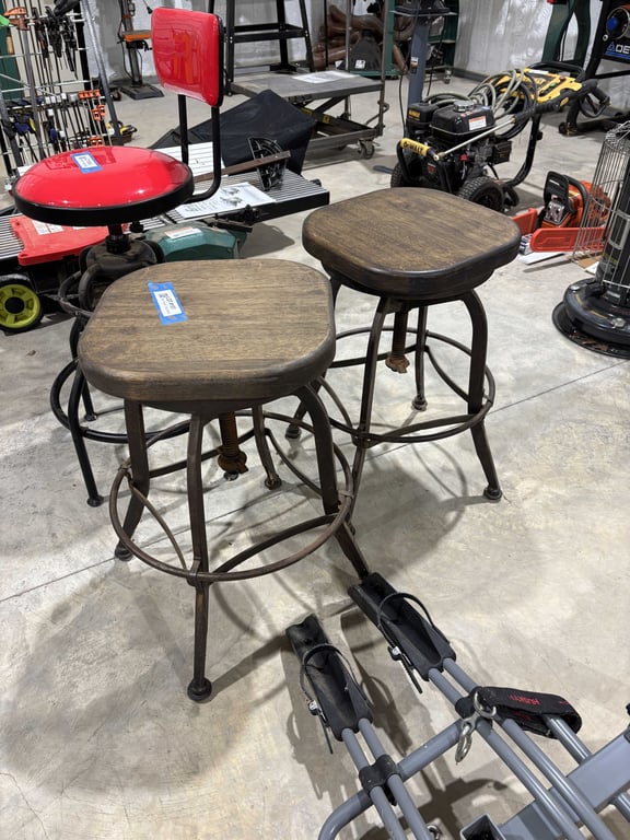 Two Wood Top Stools