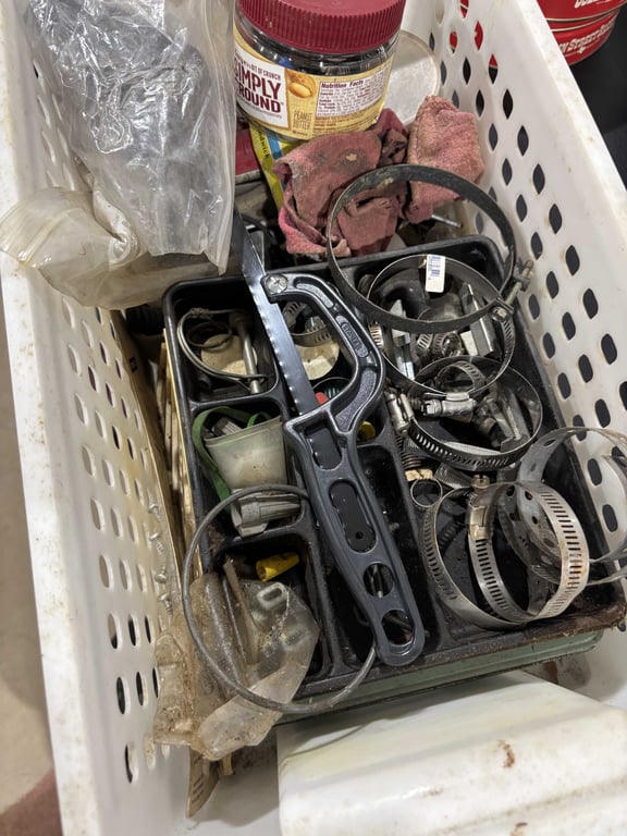 Box misc clamps, saw, hitch pins, etc - Image 3