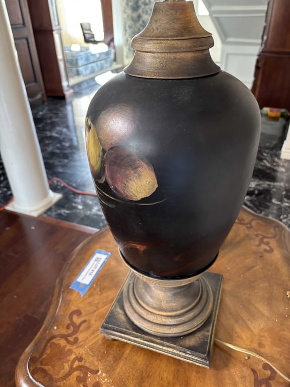 Painted Ceramic Lamp and Alarm Clock - Image 3