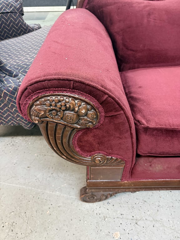 ANT DUNCAN PHYFE RED VELVET COUCH - Image 3