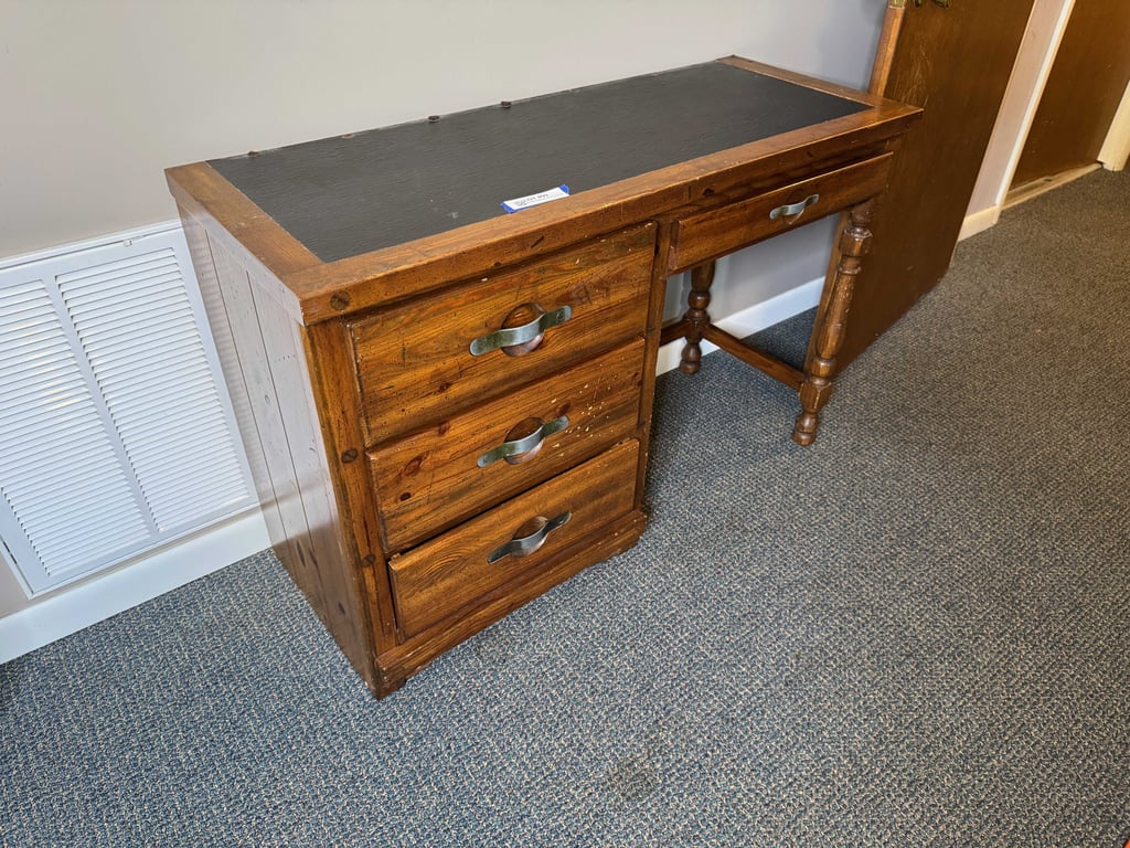 Wooden desk with top lit bookcase - Image 2