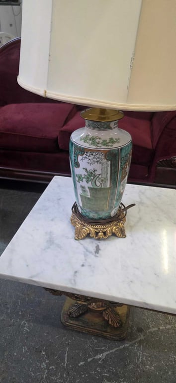 PR. ANT. CHINESE FAMILLE VERTE VASE LAMPS