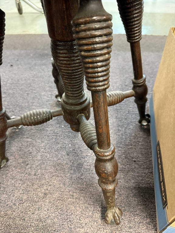 VTG ORGAN STOOL W/GLASS CLAW FEET - Image 3