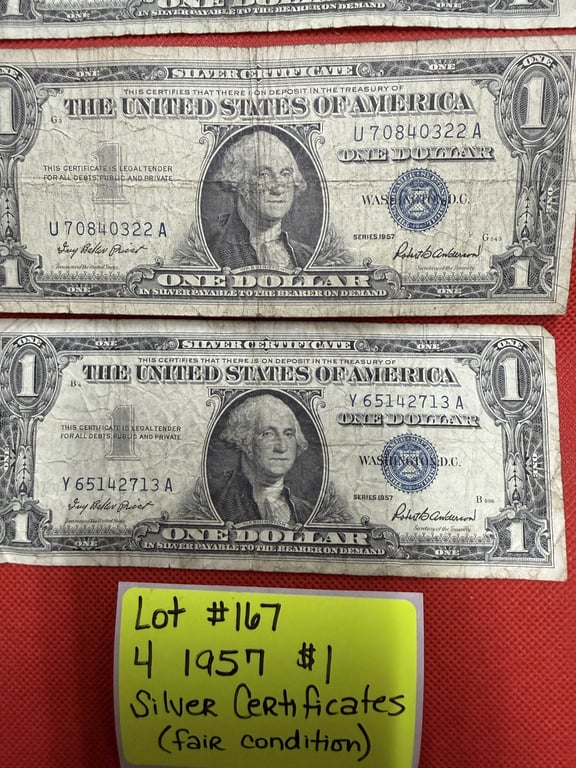 4 - 1957 $1 SILVER CERTIFICATES (FAIR CONDITION) - Image 3
