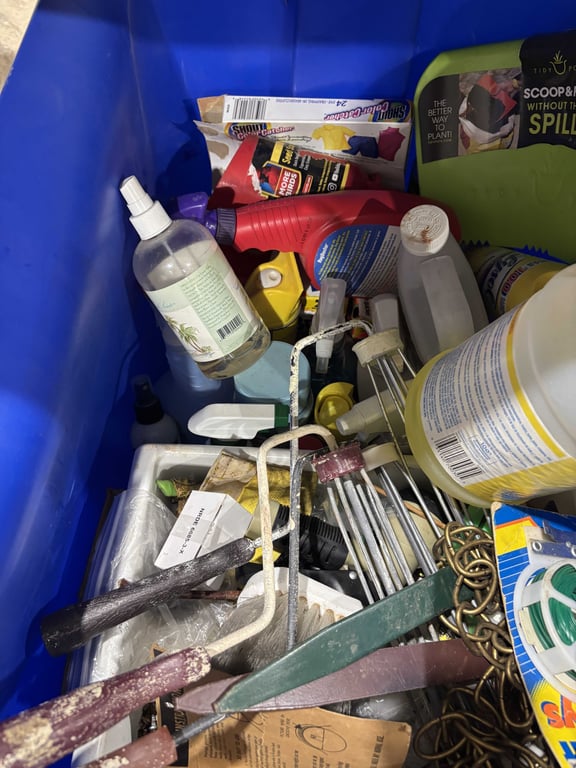 Tote of Painting and Cleaning Supplies - Image 2