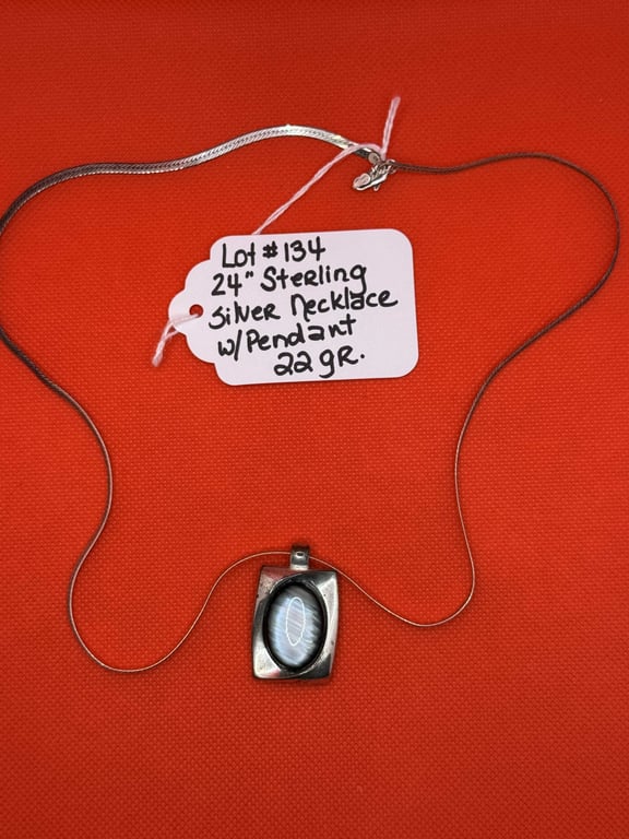 24" STERLING SILVER NECKLACE W/PENDANT 22 GR