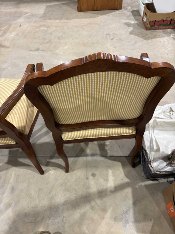 Two Vintage Wood Framed Arm Chairs - Image 5
