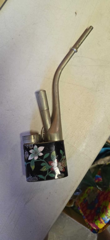 ANT TRADITIONAL CINESE PAKTONG & CLOISONNE ENAMEL WATER PIPE