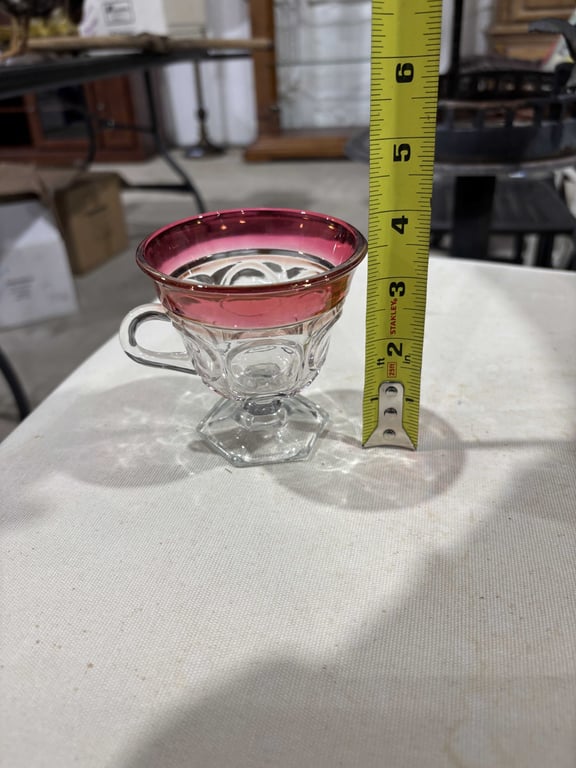 13 Piece Red Rimmed Punch Bowl and Cup Set - Image 2