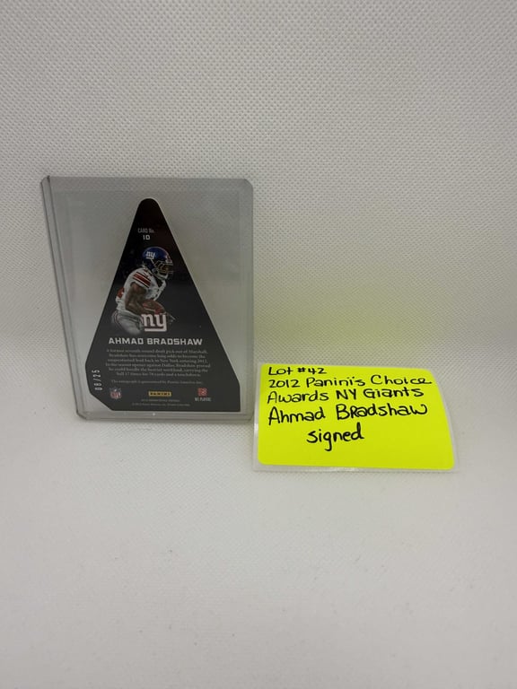 2012 PANINIS CHOICE AWARD SIGNED AHMAD BRADSHAW NY GIANTS - Image 2