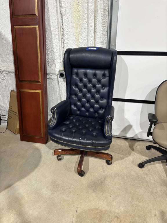 Blue Leather Highback Office Chair
