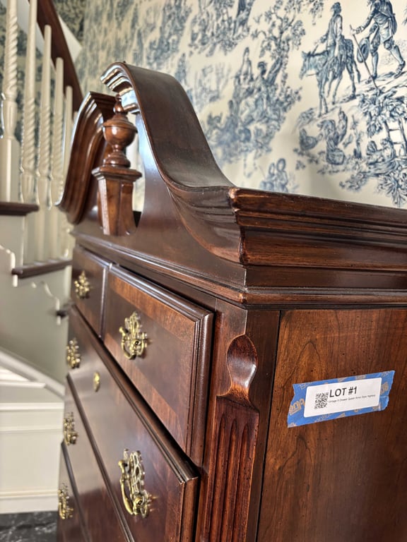 Vintage 9 Drawer Queen Anne Style Highboy - Image 3