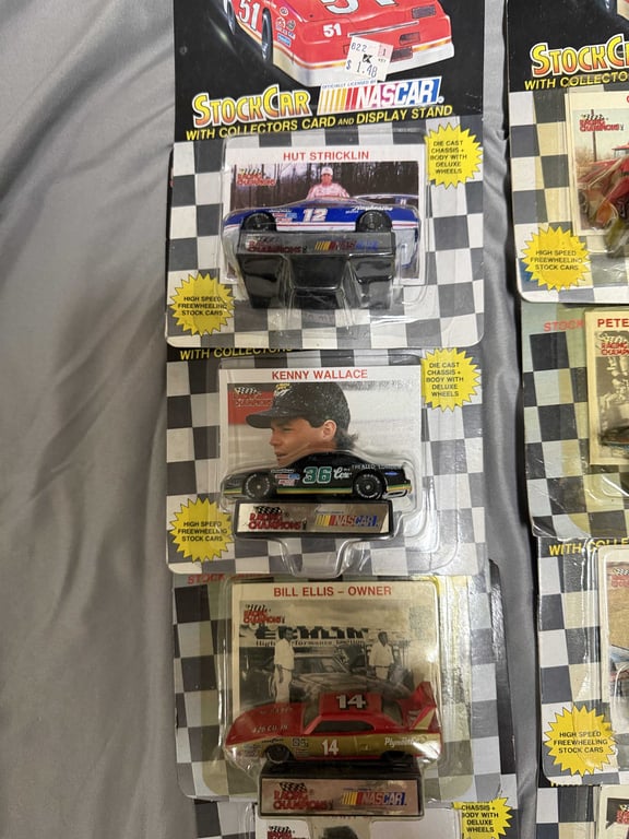 GROUPING OF 12 1:64 RACING CHAMPION CARS W/DISPLAY STANDS - Image 2