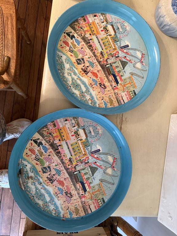 4 VTG PEPSI COLA "CONEY ISLAND" LITHOGRAPHED METAL TRAYS