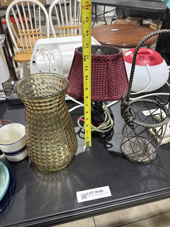 Hobnail Vase, Iron Candle Holder and Small Dog Lamp - Image 4