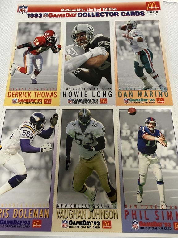 4 SETS 1993 MCDONALDS GAME DAY NFL CARDS - Image 2