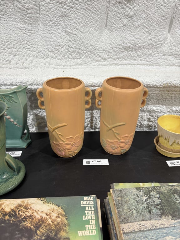 Pair of Weller Wild Rose Vases
