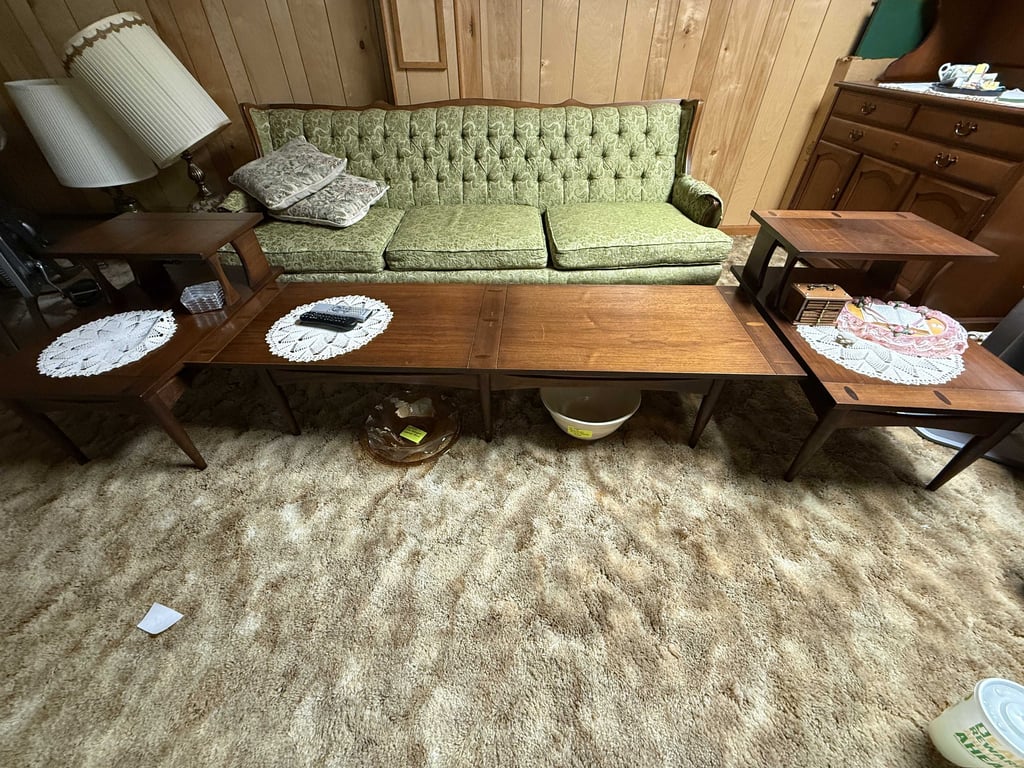 MID CENTURY DANISH TEAKWOOD COFFEE TABLE & 2 END TABLES