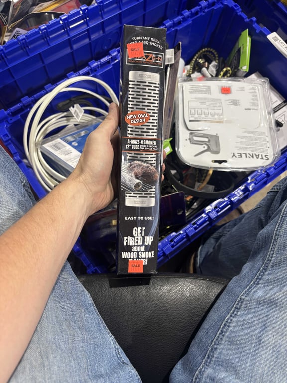 Tote of bungee cords, filter wrenches, shower handles, string lights, etc - Image 7