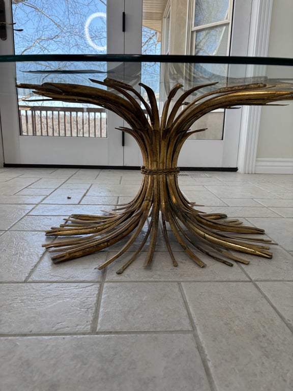 Oval Wheat Glass Top Coffee Table - Image 2