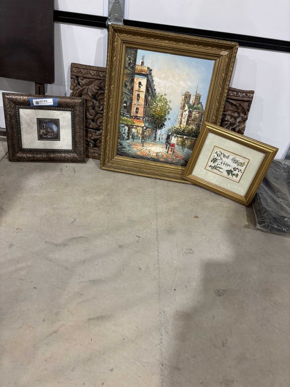 Three Pictures and Wood Decor