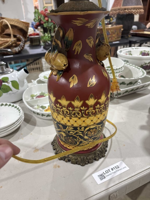 Oriental Style Painted Lamp - Image 2
