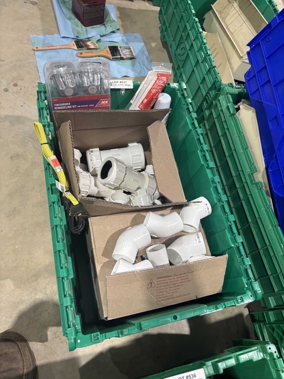 Tote of PVC fittings 